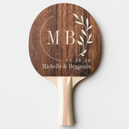 Pala De Ping Pong Tabla de cortar desgastada Monograma de boda de ho