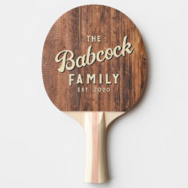 Pala De Ping Pong Tabla de Cortar Gastada Nombre de Familia Retro y 