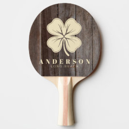 Pala De Ping Pong Tablas Antiguas Trébol de Cuatro Hojas con Nombre