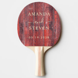 Pala De Ping Pong Tablas de granero angustiadas con nombres de parej