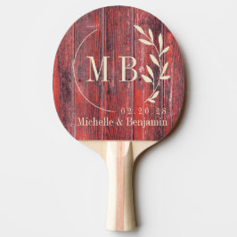 Pala De Ping Pong Tablas de granero angustiadas Monograma de boda de