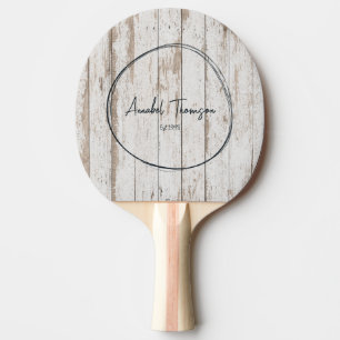 Pala De Ping Pong Tablas de Madera Blanqueadas Nombre en Círculo Dib