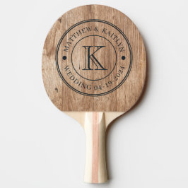 Pala De Ping Pong Tablas de madera flotante con monograma de boda