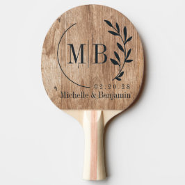 Pala De Ping Pong Tablas de madera flotante Hoja Monograma de Boda