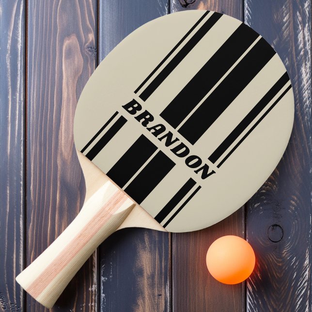 Pala De Ping Pong Tablas de Rayas de Alabastro Retro con Nombre (Subido por el creador)