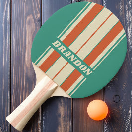 Pala De Ping Pong Tablas de Rayas Retro Atemporales con Nombre