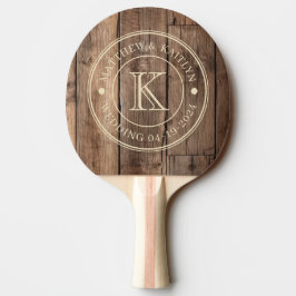 Pala De Ping Pong Tablas de Suelo de Granero Monograma de Boda