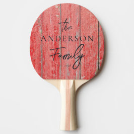 Pala De Ping Pong Tablas del Granero Rojo con Nombre de Familia Escr