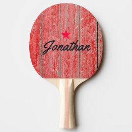 Pala De Ping Pong Tablas del Granero Rojo Estrella Vintage Firma