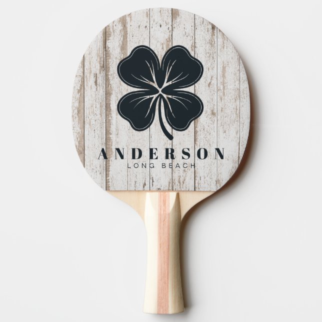 Pala De Ping Pong Tablero de madera pintado de blanco con trébol de  (Reverso)