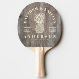 Pala De Ping Pong Tablones Desgastados Piña Tropical Boda