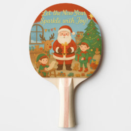 Pala De Ping Pong Tarjeta de vacaciones de Año Nuevo de Santa y duen
