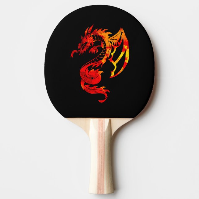 Pala De Ping Pong Tatuaje del dragón de fuego rojo (Anverso)