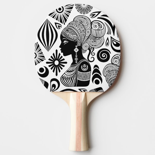 Pala De Ping Pong Tatuaje tribal de retrato Chica africano (Anverso)