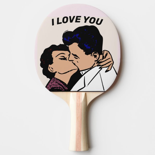 PALA DE PING PONG TE AMO, PAREJA DE RETRO PING PONG PADDLE (Anverso)
