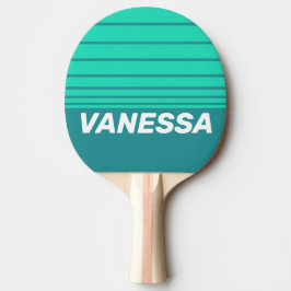 Pala De Ping Pong Teal Beach Breeze Horizon Striping with Name