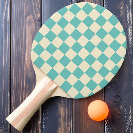 Pala De Ping Pong Teal & Cream Ajedrezado