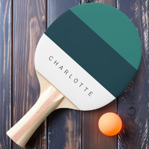 Pala De Ping Pong Teal Profundo Moderno de Tres Tonos con Nombre