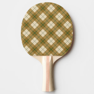 Pala De Ping Pong Tela escocesa diagonal en oro con la raya verde