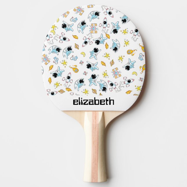 Pala De Ping Pong Tema astronauta en el espacio (Anverso)