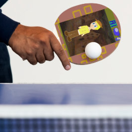 Pala De Ping Pong Tema de Personalizado geométrico marrón