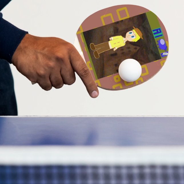 Pala De Ping Pong Tema de Personalizado geométrico marrón (in situ)
