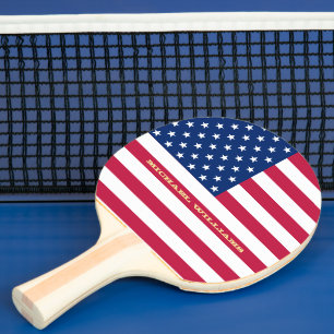 Pala De Ping Pong Tenis de mesa de Monograma Patriótico Bandera Amer