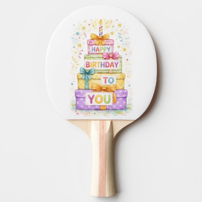 Pala De Ping Pong Tenis de mesa feliz cumpleaños (Anverso)