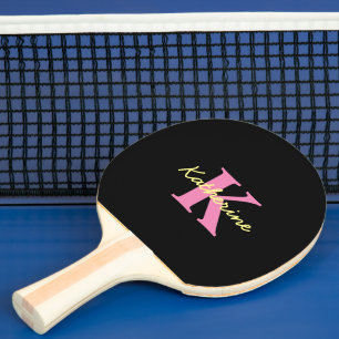 Pala De Ping Pong Tenis de mesa moderno negro monogramado personaliz