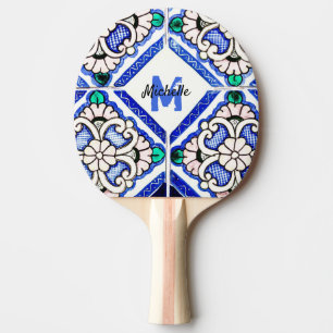 Pala De Ping Pong Tenis en mesa de Monograma Blanco de la Marina Esp