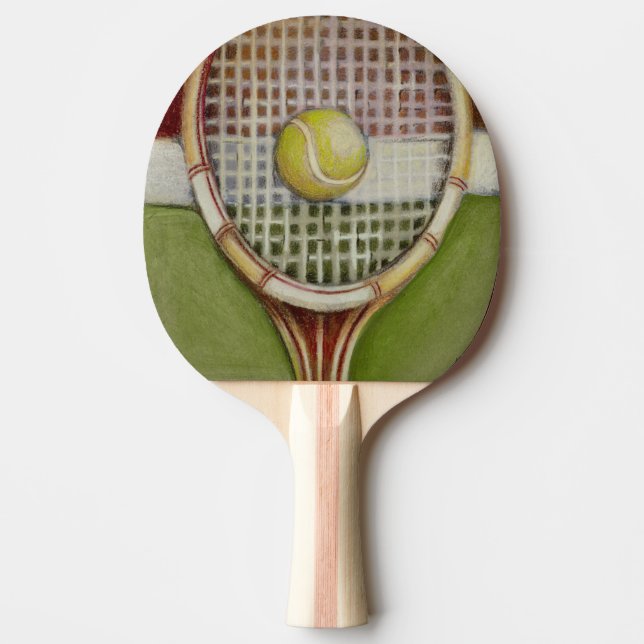 Pala De Ping Pong Tenis Racket con bolas en pista (Anverso)