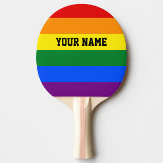 Pala De Ping Pong Texto de Personalizado arcoiris colorido del orgul