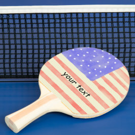 Pala De Ping Pong Texto del Personalizado de bandera estadounidense