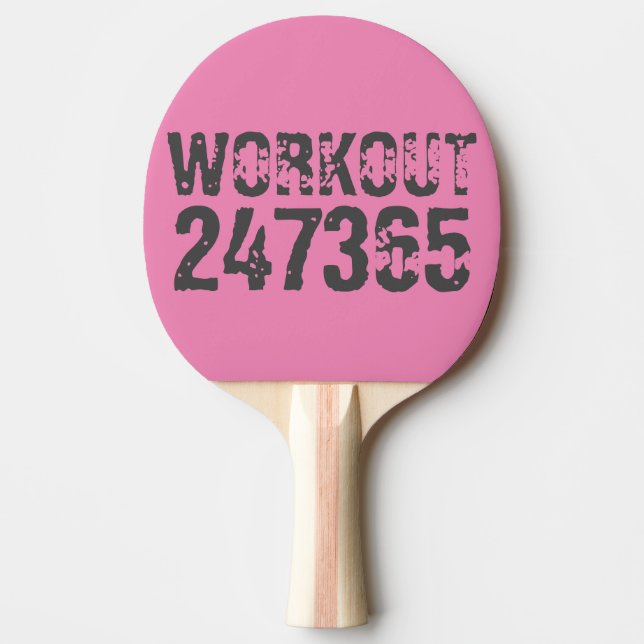 Pala De Ping Pong Texto desgastado y raspado Workout 247365 rosa (Anverso)