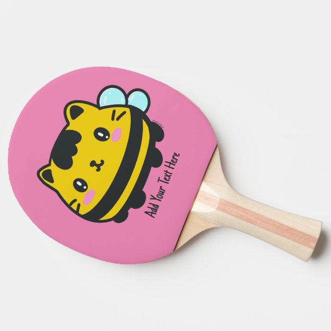 Pala De Ping Pong Texto personalizado del gato de Bumblebee (Lateral)