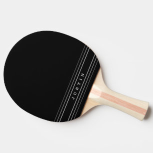 Pala De Ping Pong Texto Personalizado y franjas modernas   Blanco y 