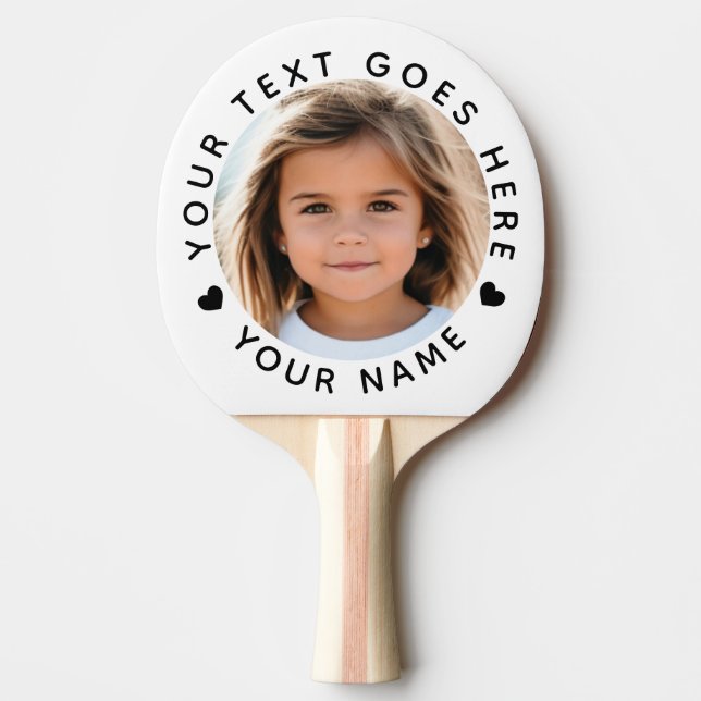 Pala De Ping Pong Texto y nombre de la foto personalizada (Anverso)