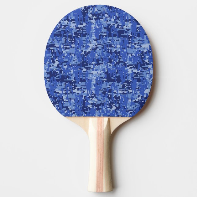 Pala De Ping Pong Textura de camuflaje de píxeles digitales azules (Anverso)