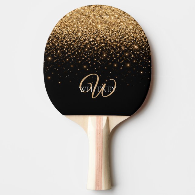 Pala De Ping Pong Textura de lujo elegante con brillo dorado        (Anverso)