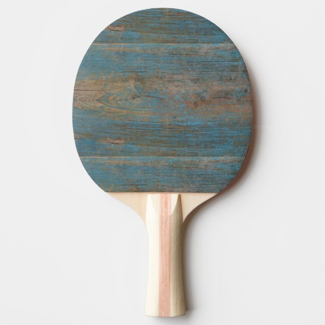 Pala De Ping Pong Textura de madera de Blue Faux Beach (Anverso)