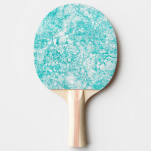 Pala De Ping Pong Textura de Mint Blue & White Marble