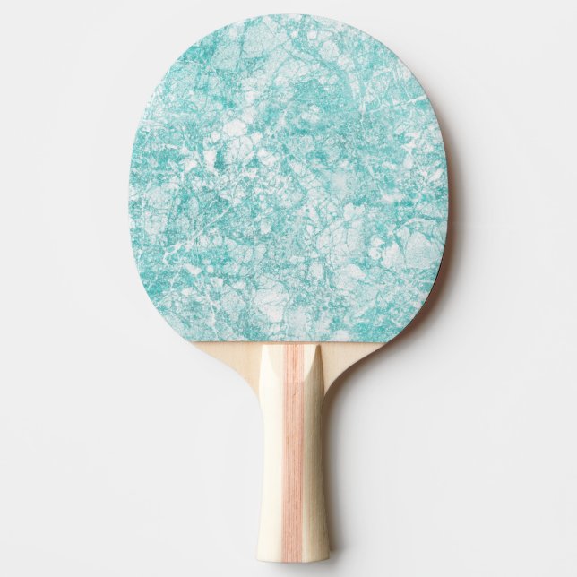 Pala De Ping Pong Textura de Mint Blue & White Marble (Anverso)