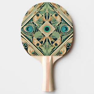 Pala De Ping Pong Textura de plumas abstractas de oro y pavo real ve