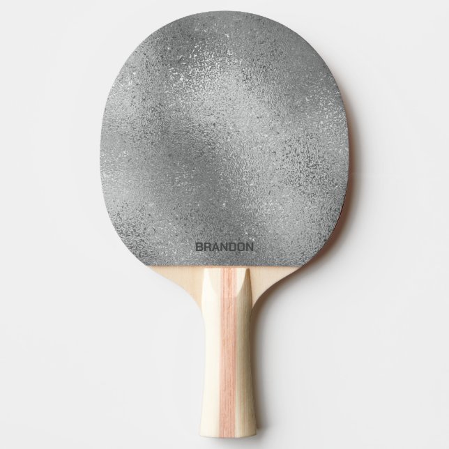 Pala De Ping Pong Textura de vidrio brillante gris plateado (Anverso)