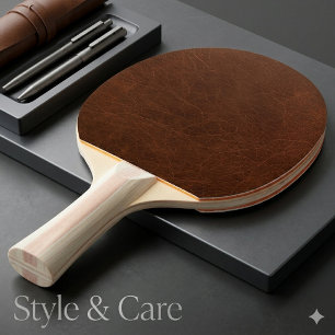 Pala De Ping Pong Textura elegante de acabado en cuero marrón