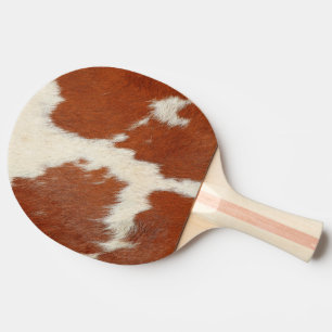 Pala De Ping Pong Textura piel de vaca marrón y blanco