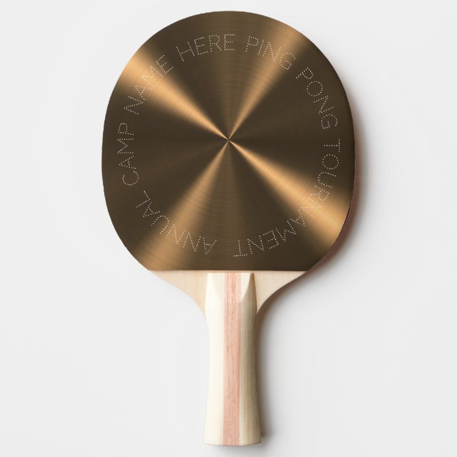 Pala De Ping Pong Textura radial metálica de bronce personalizada (Anverso)