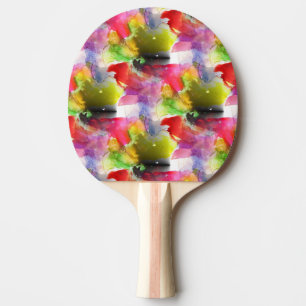 Pala De Ping Pong Textura roja, acuarela amarilla del diseño