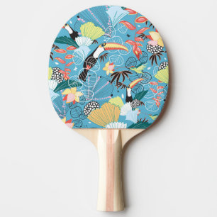 Pala De Ping Pong Textura tropical con Toucans y los colibríes