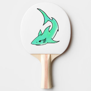 Pala De Ping Pong tiburón sonriente de dibujos animados azul verde m